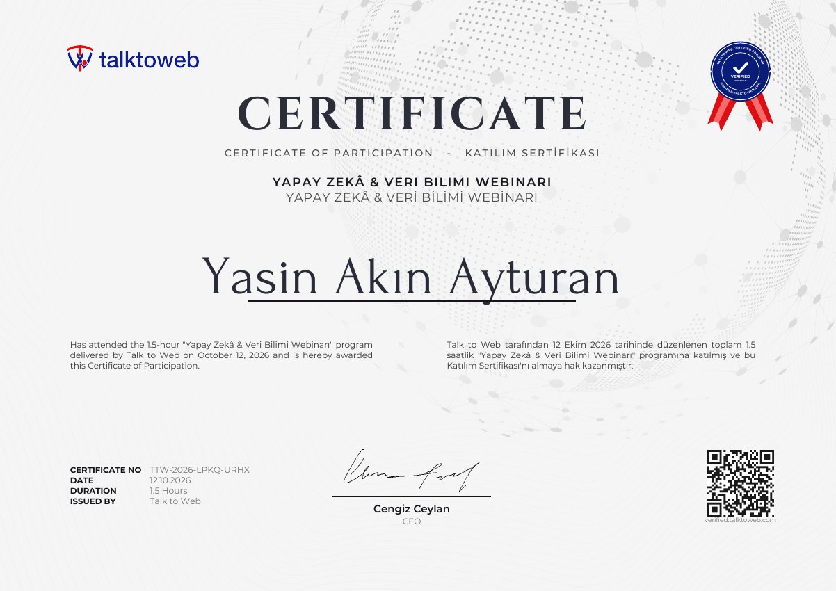Yasin Akın Ayturan – sertifika