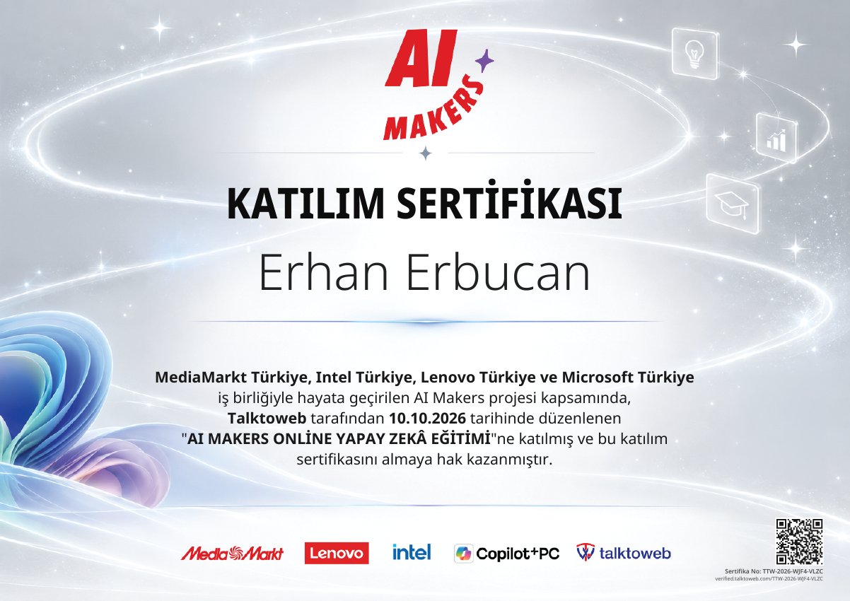 Erhan Erbucan – sertifika